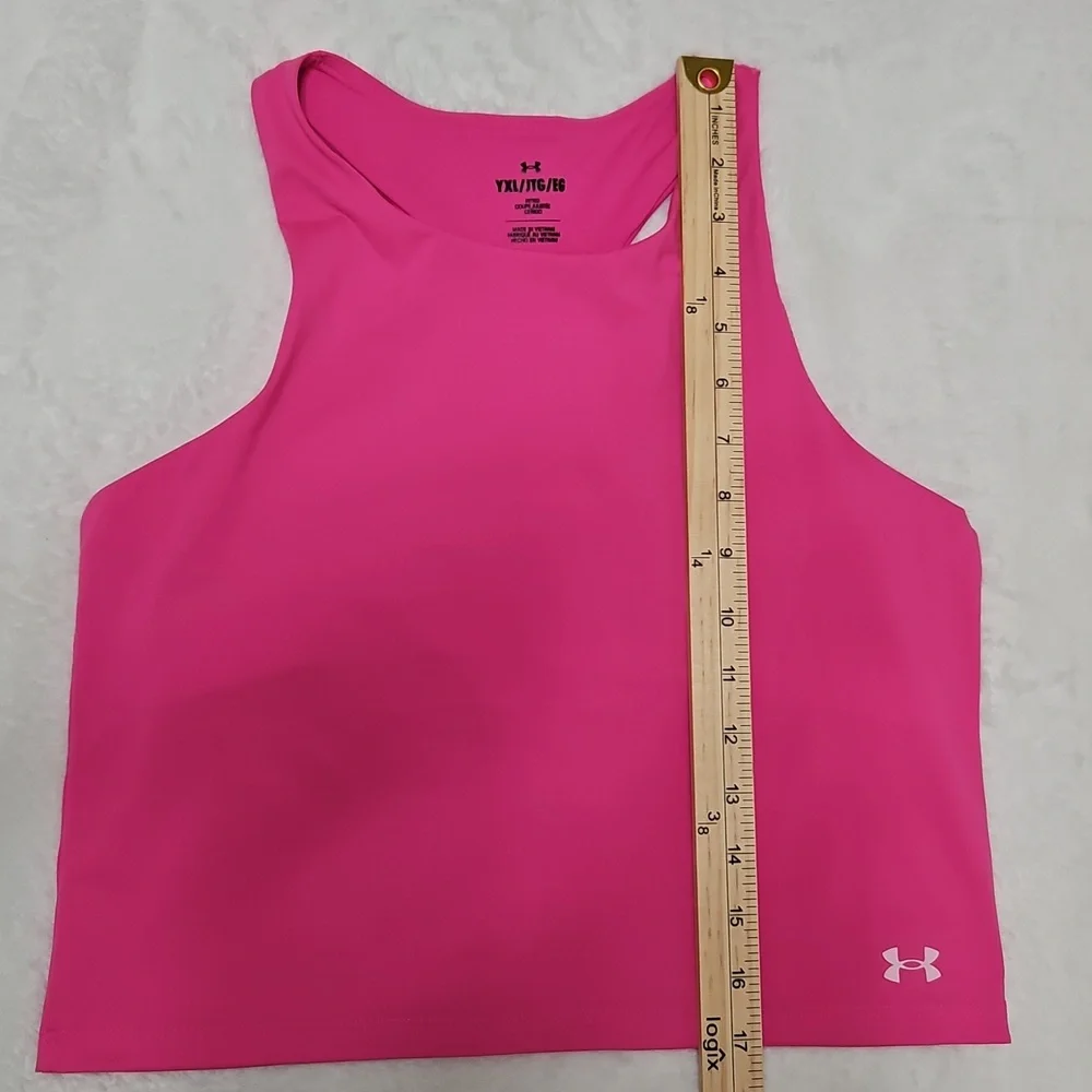 Under Armour Pink Athletic Tank Top Cropped Performance - Picture 6 of 9